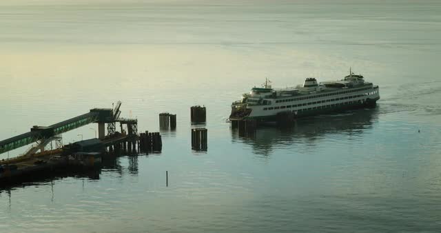 Ferry coming into dock and unload passengers