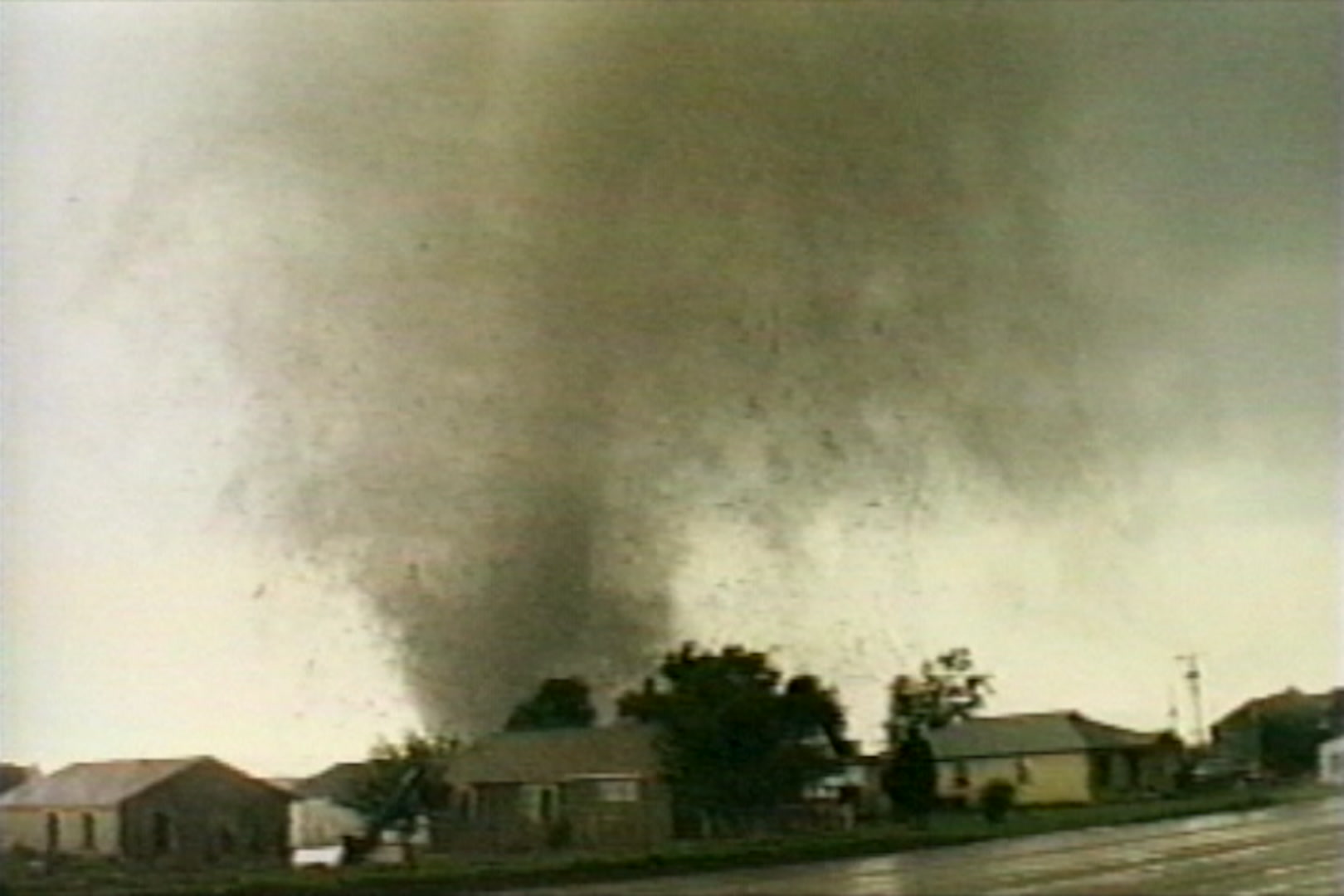 Pampa, Texas tornado tracks behind houses.