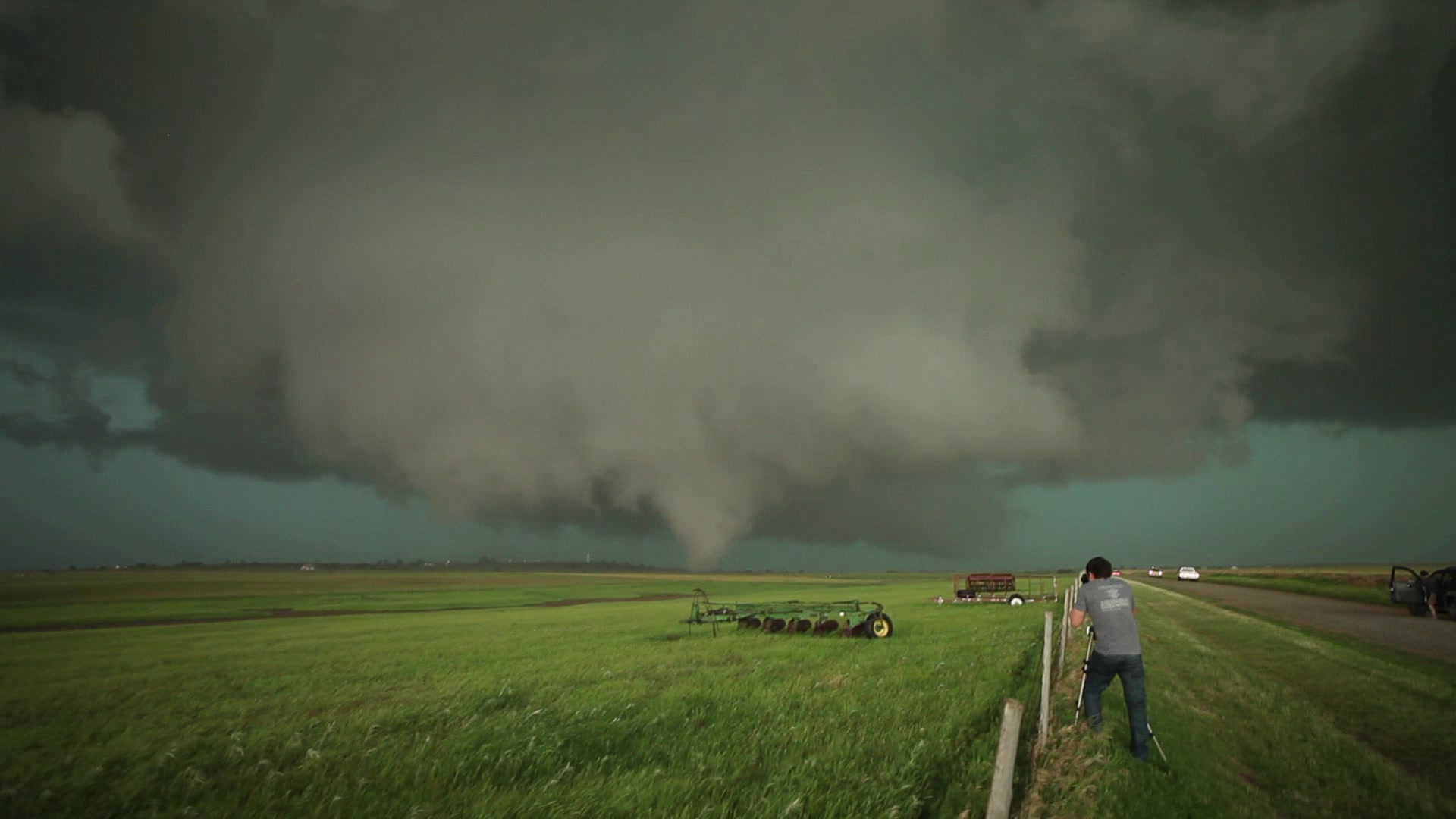 Dramatic Tornado - World's largest tornado develops, approaches, El Reno, Oklahoma, HD.