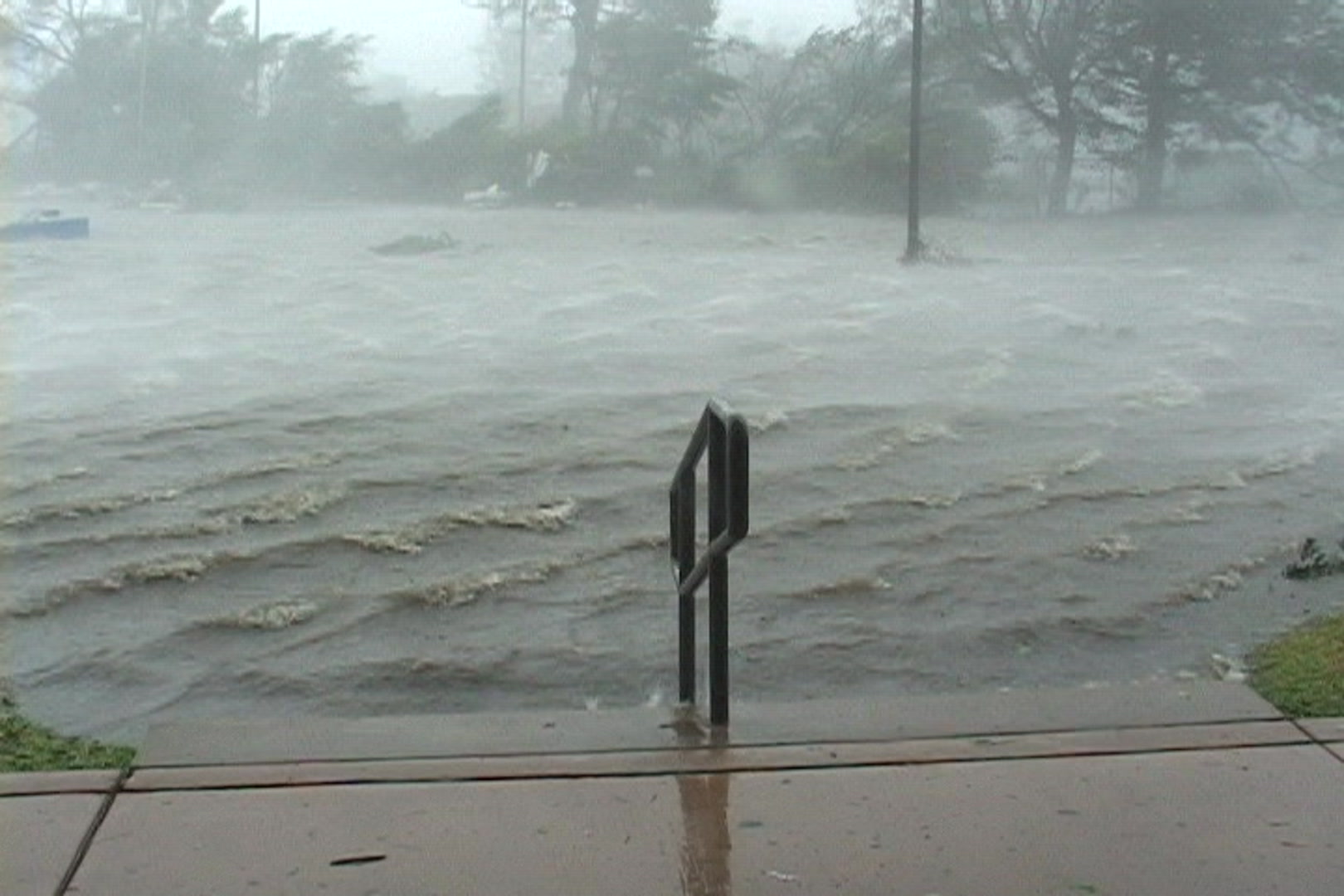 Bad time to head out for a walk - as Hurricane Katrina makes landfall.