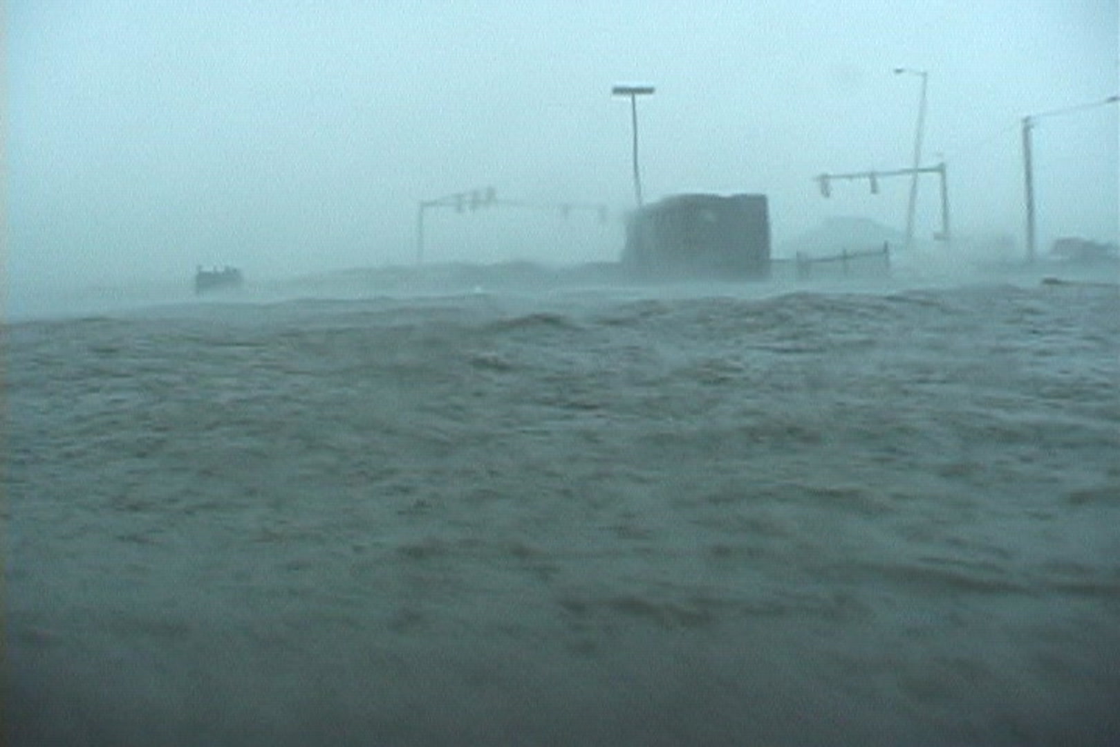 Intense storm surge rolls in, Hurricane Katrina.