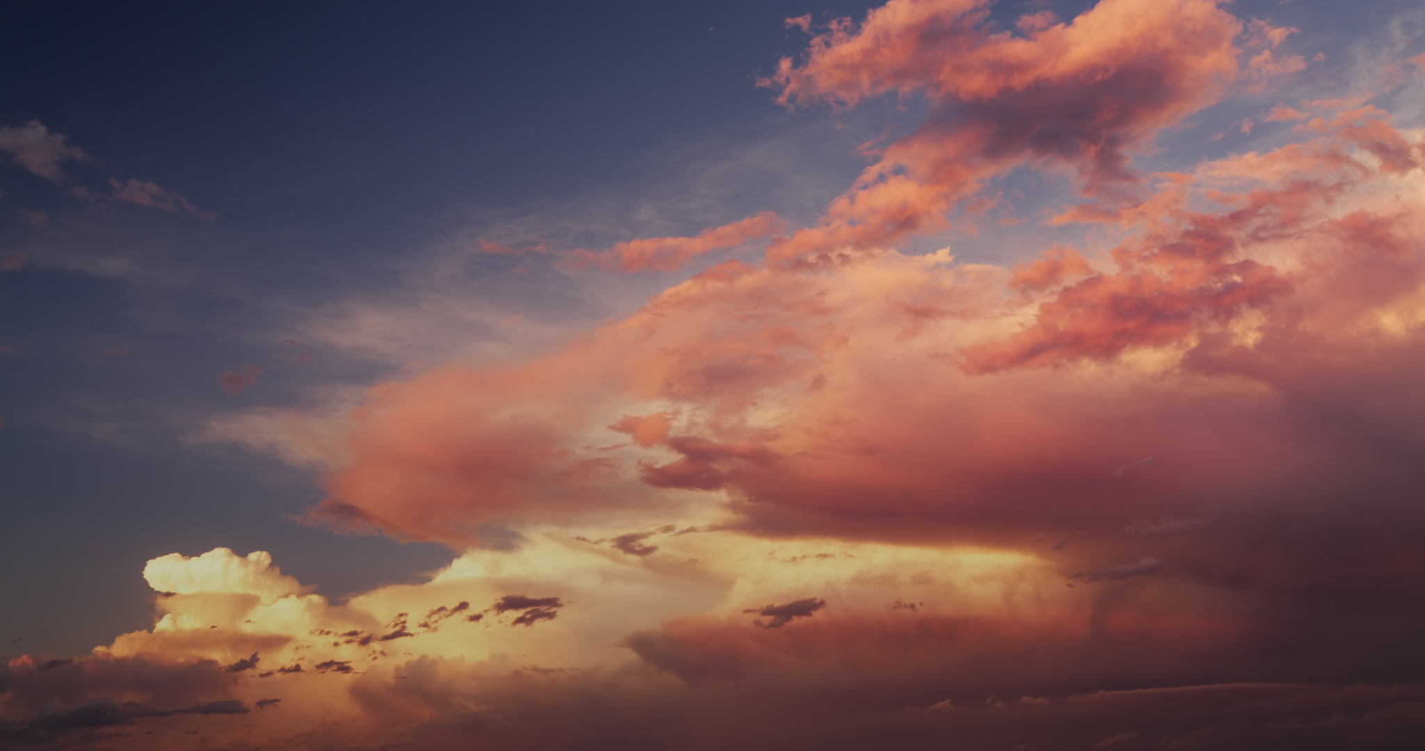 Colorful stormy sky at sunset, 4K. DCI 4K.