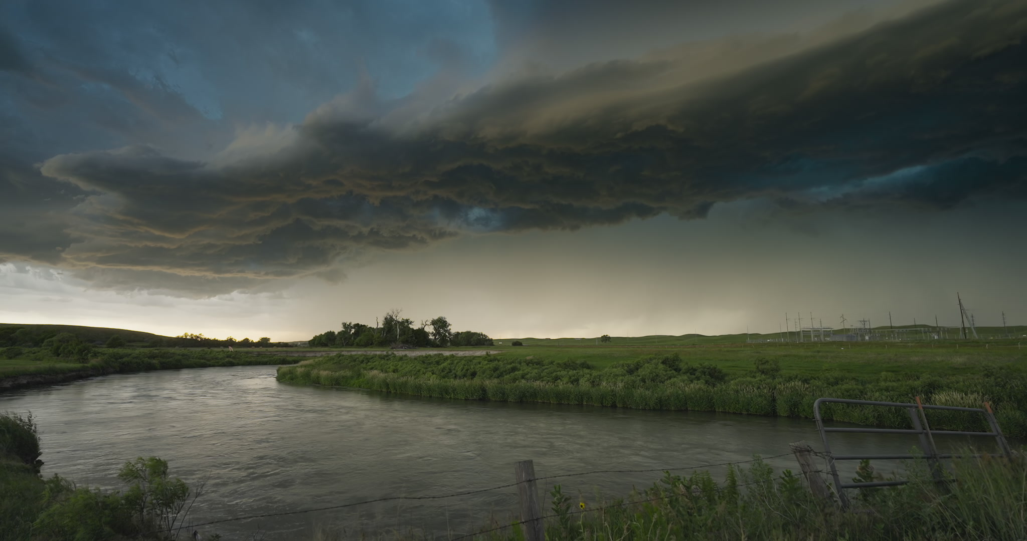 Beautiful shot of severe storm approaching the Middle Loup River, Nebraska. DCI 4K.
