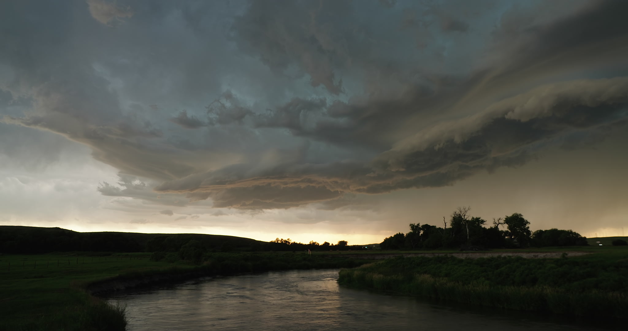 Beautiful storm approaches the Middle Loup River, Nebraska. DCI 4K.