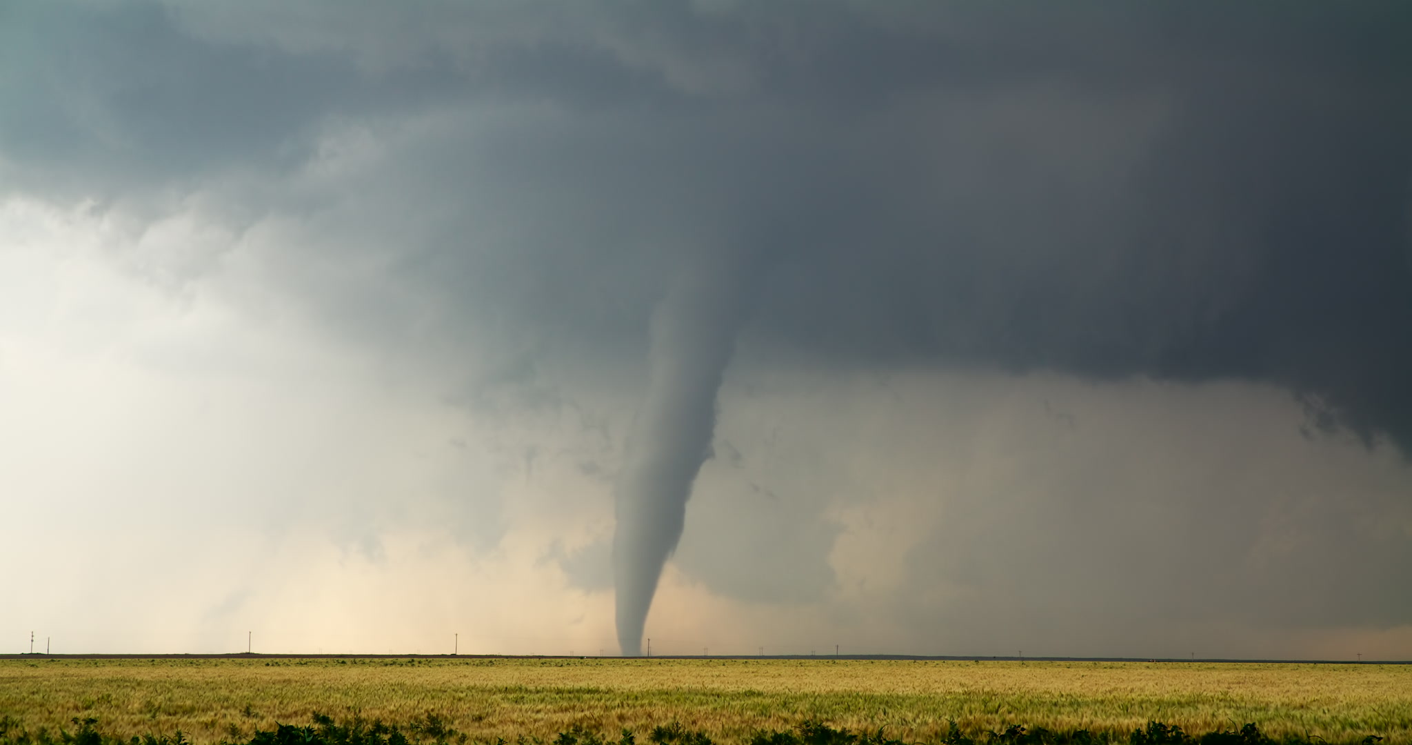Dark tornado with lightning bolt, Holly, Colorado, 6K.