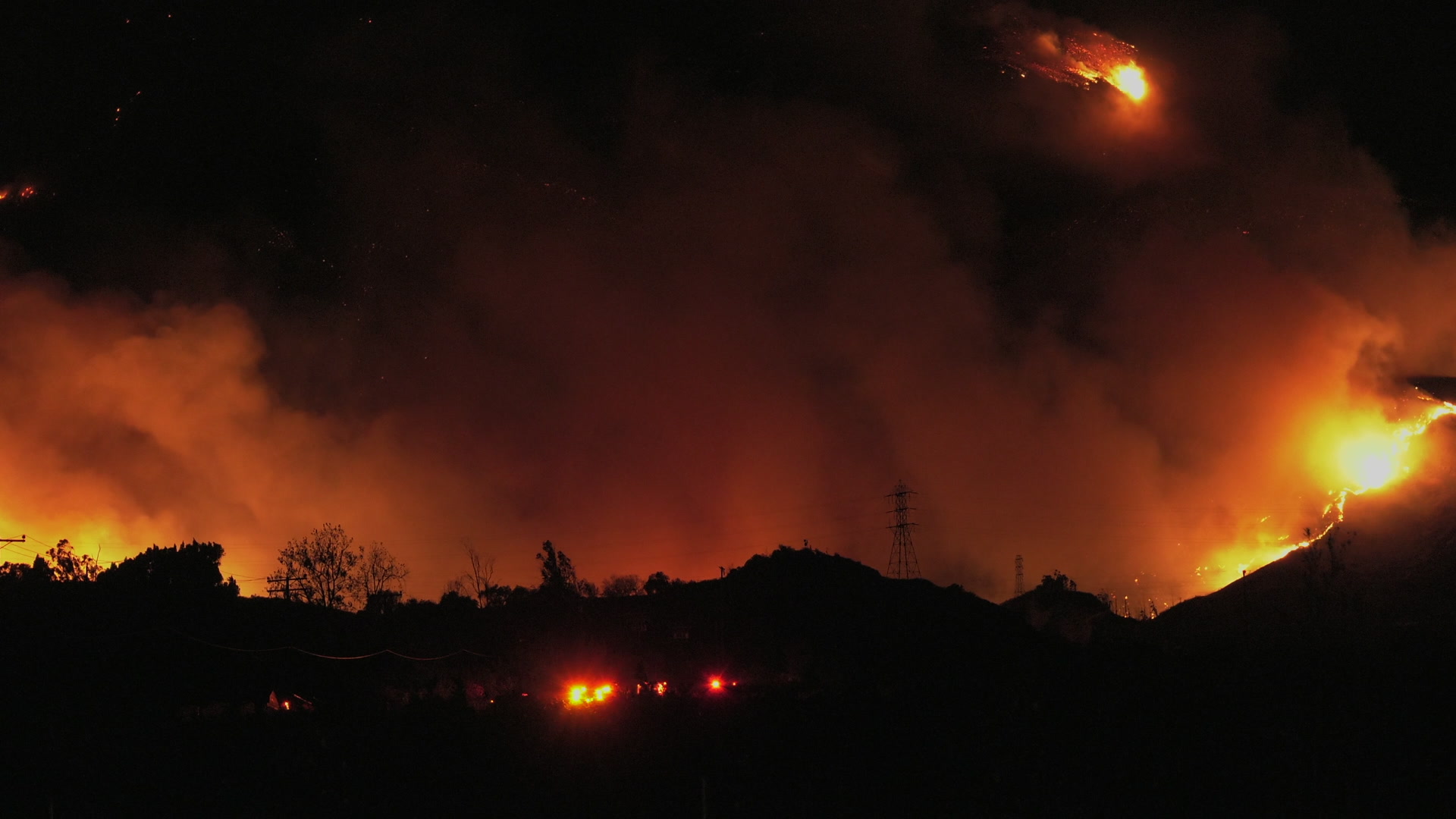 Firefighters move toward fire - The Thomas Fire, California, 2017, 4K.
