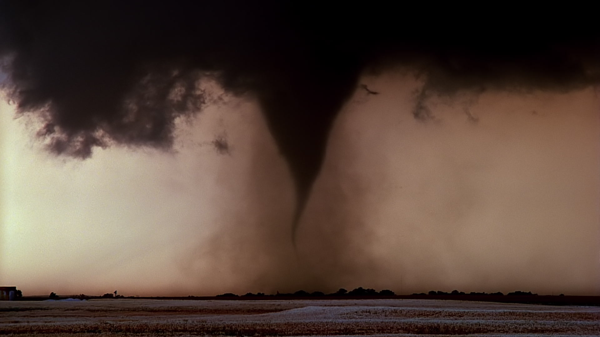 Classic tornado with lightning bolt, Harper, Kansas, 35mm film to HD 1080.