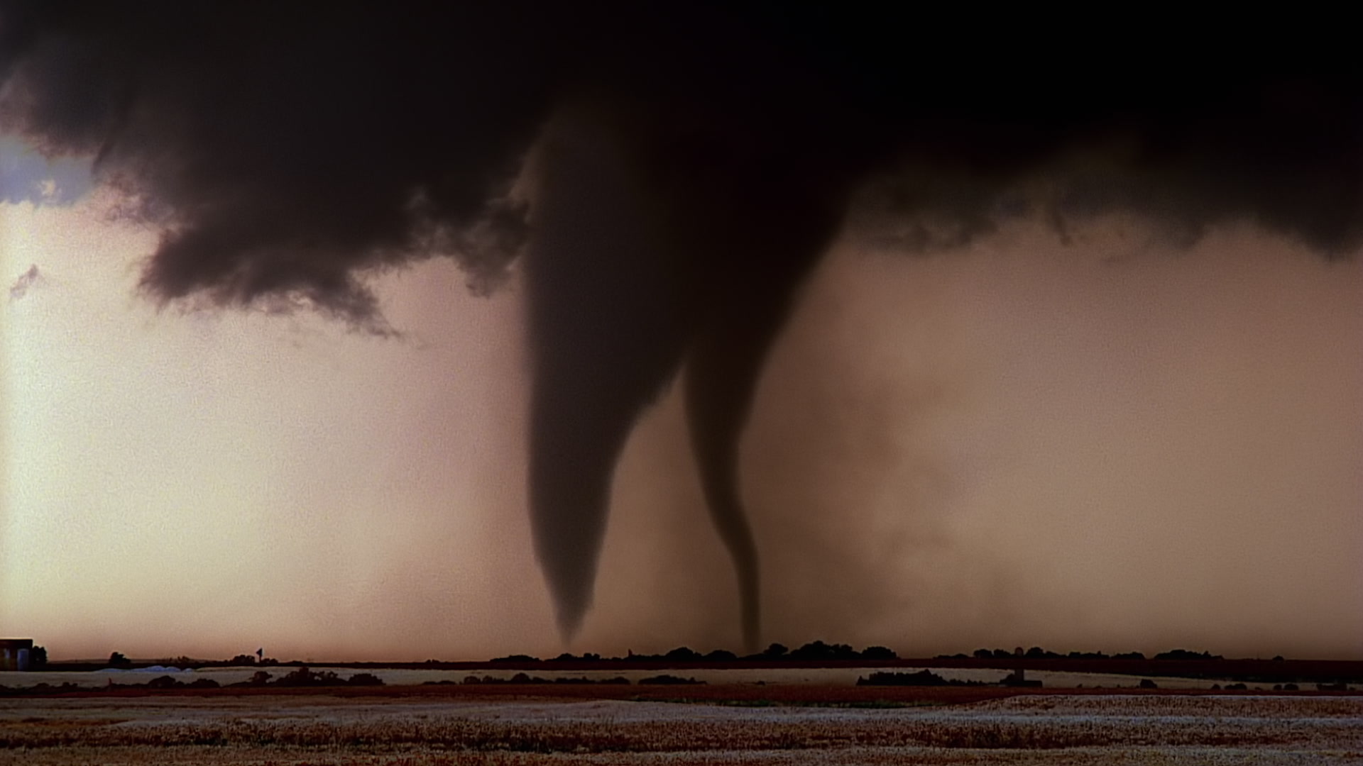 Double "sisters" tornadoes, Harper, Kansas, 35mm film to HD 1080.
